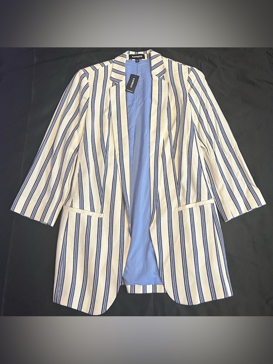 The Limited Jackets & Blazers - EXPRESS Cream & Navy Stripe Blazer